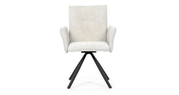 Otočná jídelní židle VORTORQUIN, krémová látka, černý kov