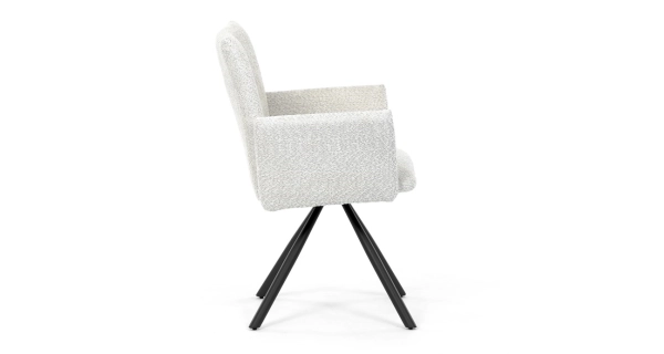 Otočná jídelní židle VORTORQUIN, krémová látka, černý kov