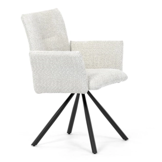 Otočná jídelní židle VORTORQUIN, krémová látka, černý kov