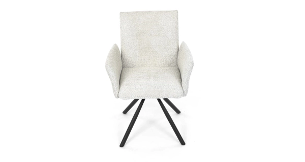 Otočná jídelní židle VORTORQUIN, krémová látka, černý kov