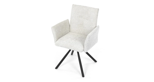 Otočná jídelní židle VORTORQUIN, krémová látka, černý kov