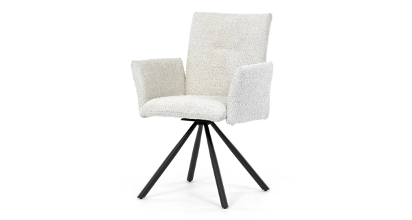 Otočná jídelní židle VORTORQUIN, krémová látka, černý kov