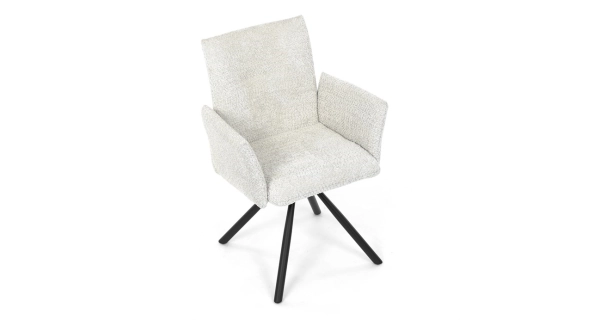 Otočná jídelní židle VORTORQUIN, krémová látka, černý kov