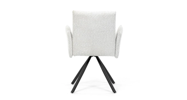 Otočná jídelní židle VORTORQUIN, krémová látka, černý kov