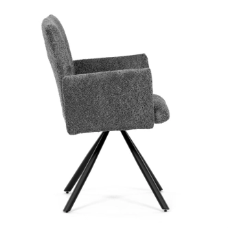 Otočná jídelní židle VORTORQUIN, šedá látka, černý kov