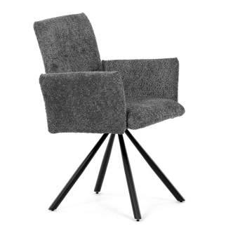 Otočná jídelní židle VORTORQUIN, šedá látka, černý kov