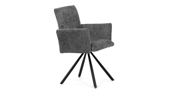 Otočná jídelní židle VORTORQUIN, šedá látka, černý kov