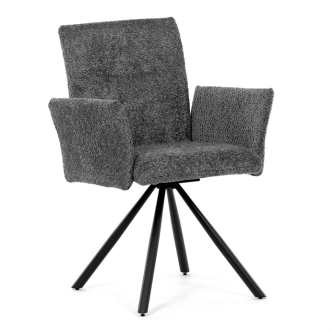 Otočná jídelní židle VORTORQUIN, šedá látka, černý kov