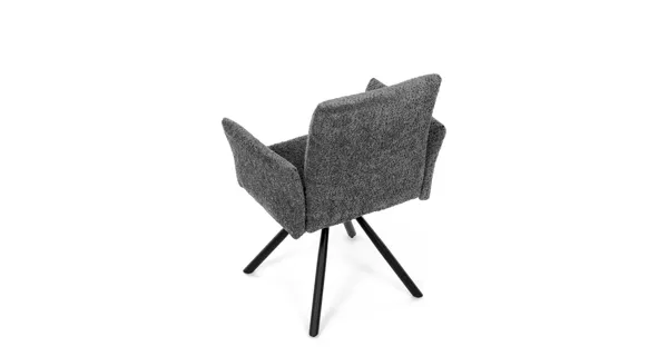 Otočná jídelní židle VORTORQUIN, šedá látka, černý kov