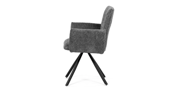 Otočná jídelní židle VORTORQUIN, šedá látka, černý kov