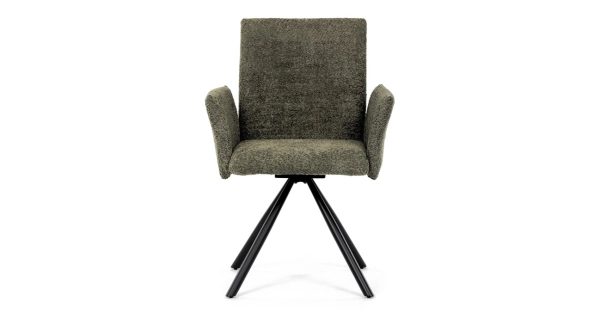 Otočná jídelní židle VORTORQUIN, zelená látka, černý kov