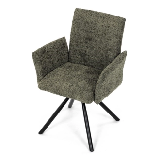 Otočná jídelní židle VORTORQUIN, zelená látka, černý kov