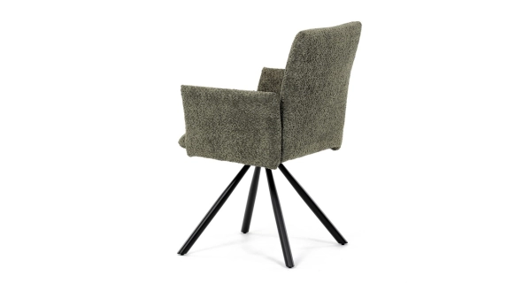 Otočná jídelní židle VORTORQUIN, zelená látka, černý kov