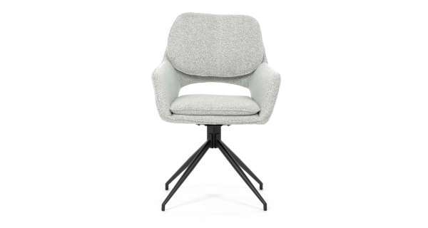 Otočná jídelní židle VORZELEL, krémová látka, černý kov