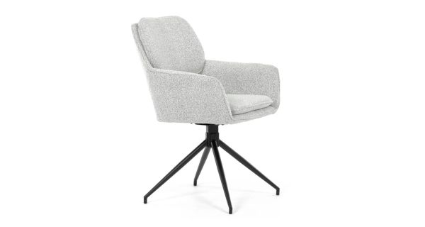 Otočná jídelní židle VORZELEL, krémová látka, černý kov