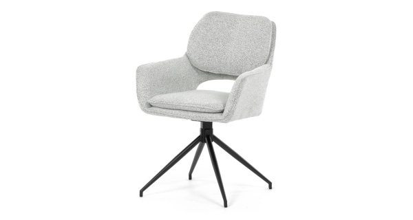 Otočná jídelní židle VORZELEL, krémová látka, černý kov