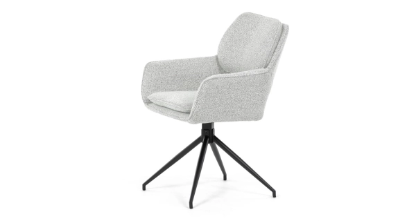 Otočná jídelní židle VORZELEL, krémová látka, černý kov