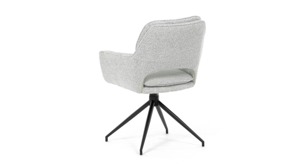 Otočná jídelní židle VORZELEL, krémová látka, černý kov