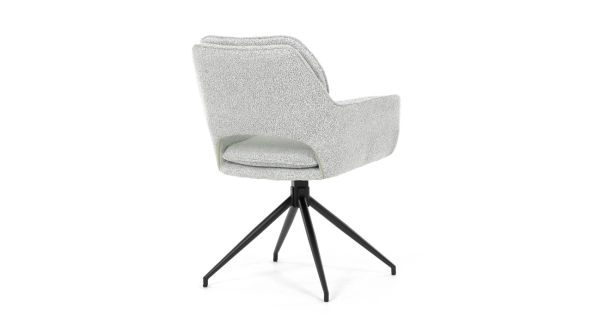 Otočná jídelní židle VORZELEL, krémová látka, černý kov