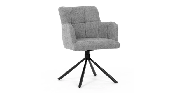 Otočná jídelní židle VORZELEL, šedá látka, černý kov