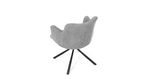 Otočná jídelní židle VORZELEL, šedá látka, černý kov