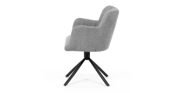 Otočná jídelní židle VORZELEL, šedá látka, černý kov