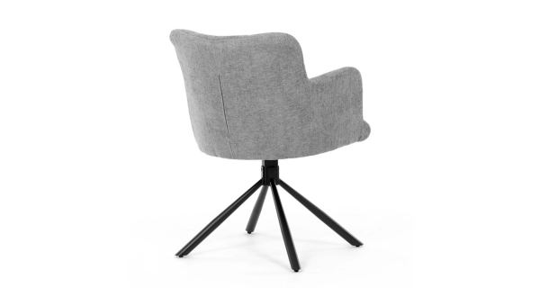 Otočná jídelní židle VORZELEL, šedá látka, černý kov