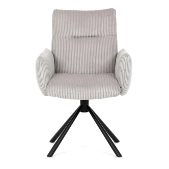 Otočná jídelní židle ZANULTOR, krémová látka, černý kov