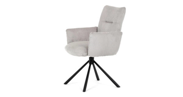 Otočná jídelní židle ZANULTOR, krémová látka, černý kov