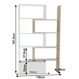 PADANG regál, bílá/dub sonoma