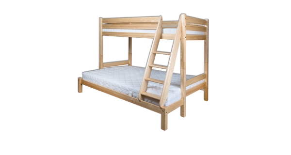 Patrová postel DUARTE, 90x200 + 140x200, masiv borovice, moření: ...
