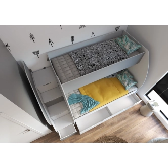 Patrová postel LILACINA, bílá/šedá