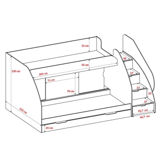 Patrová postel LILACINA, bílá/šedá
