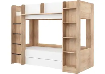 Patrová postel ORIVAR, levá, dub sonoma/bílá