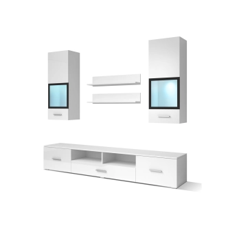 PAYTON obývací stěna I, bílá/bílý lesk