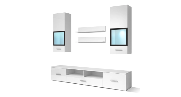 PAYTON obývací stěna I, bílá/bílý lesk