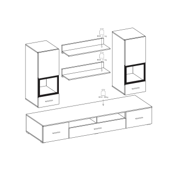 PAYTON obývací stěna I, dub san remo světlý/antracit
