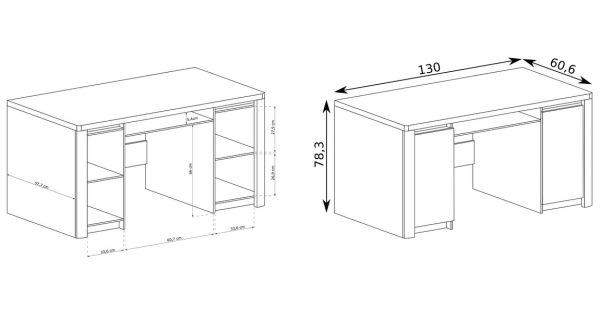 PC stůl FILIKA, dub ribbeck/bílý lesk