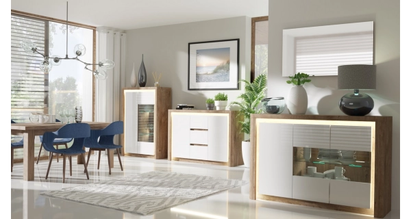 PC stůl FILIKA, dub ribbeck/bílý lesk