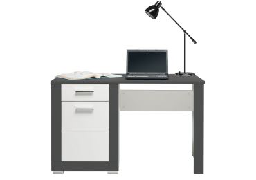 PC stůl JAMASOTA, bílý mat/grafit