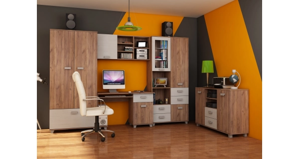 PC stůl KEATING, craft tobaco/craft bílý, 5 let záruka