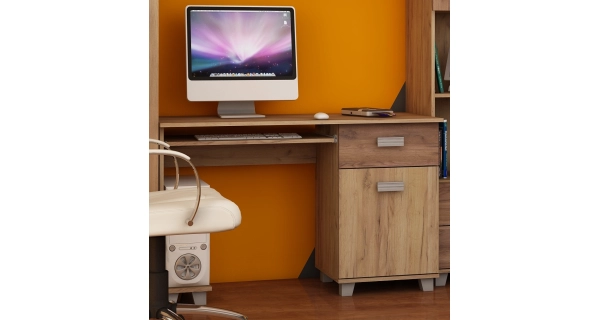 PC stůl KEATING, craft zlatý/craft tobaco, 5 let záruka