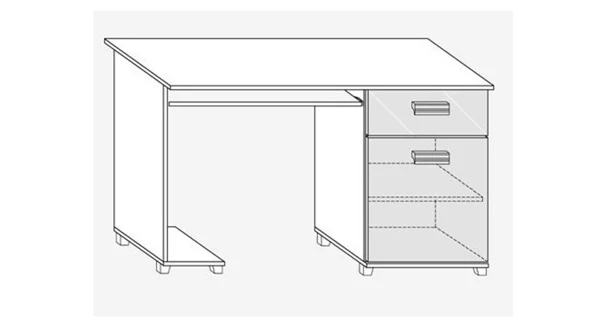 PC stůl KEATING, dub sonoma/bílý lesk