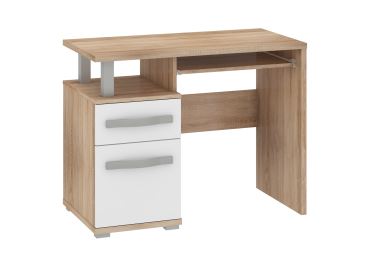PC stůl LEHUA 1D1S, dub sonoma/bílý lesk
