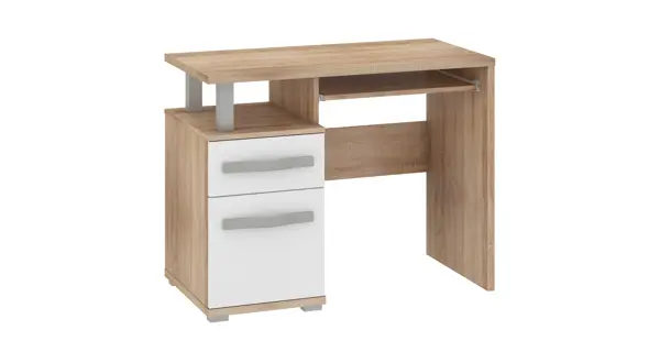 PC stůl LEHUA 1D1S, dub sonoma/bílý lesk