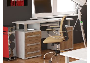 PC stůl LEHUA 1D3S, craft bílý/craft zlatý, 5 let záruka