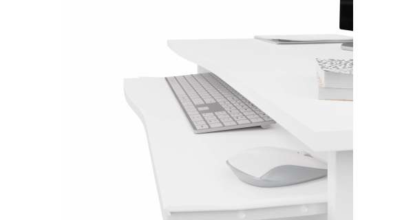 PC stůl s výsuvnou deskou NEJBY ELIJAH, bílá DOPRODEJ