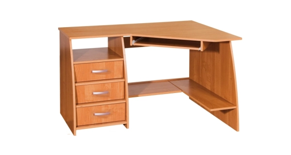 PC stůl se šuplíky SERDAN, levý, olše, 5 let záruka