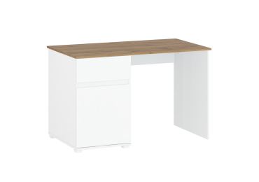 PC stůl VENUSTA, bílý lesk/dub wotan