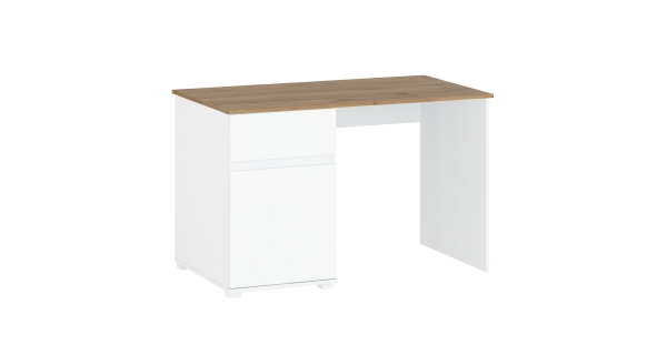 PC stůl VENUSTA, bílý lesk/dub wotan